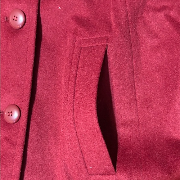 Deep Red Women's Pea Coat - Picture 11 of 13